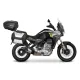 Сив Moto Guzzi Stelvio 1000 със странични куфари SHAD в различни конфигурации - само заден куфар, с два странични куфара и пълен комплект от три куфара