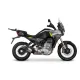 Сив Moto Guzzi Stelvio 1000 със странични куфари SHAD в различни конфигурации - само заден куфар, с два странични куфара и пълен комплект от три куфара