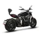 Черна пасажерска облегалка SHAD монтирана на Ducati Diavel 1262 с черна тапицерия и метална стойка