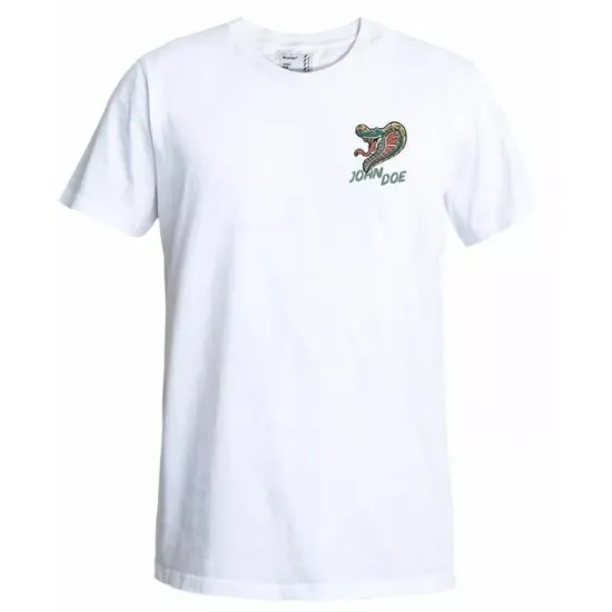 Мото тениска John Doe Snake II White – бяла памучна тениска с лого и змия