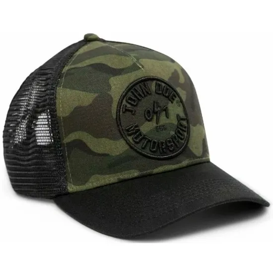 Шапка John Doe Trucker Camo Green – камуфлажна шапка тип Snapback с извита козирка