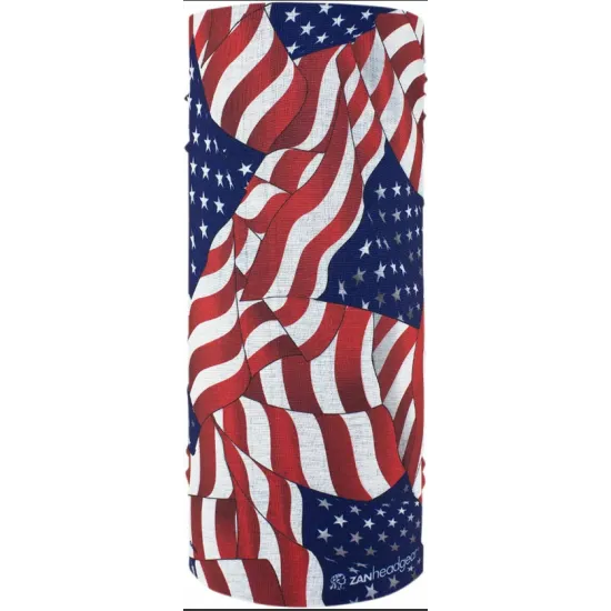 Мултифункционална кърпа WAVY FLAG с дизайн на развято американско знаме в червено, бяло и синьо със звезди
