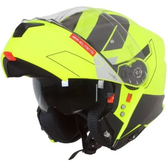 Отваряема каска MT GENESIS TALO C3 Gloss Yellow Fluo с HIRP черупка и вграден слънчев визьор