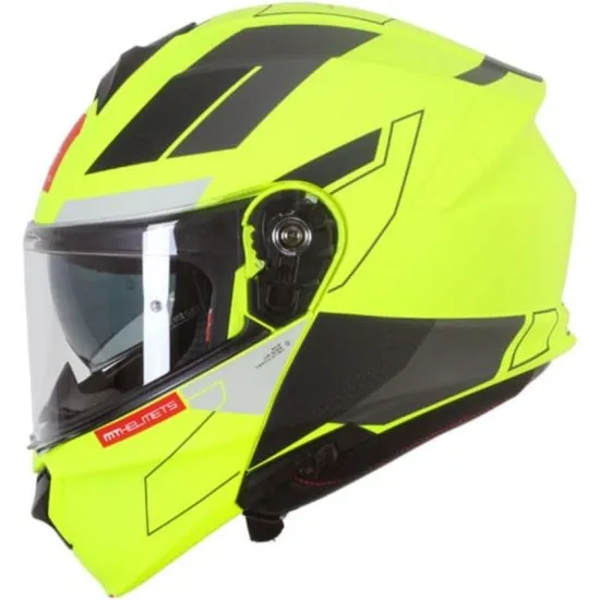 Отваряема каска MT GENESIS TALO C3 Gloss Yellow Fluo с HIRP черупка и вграден слънчев визьор