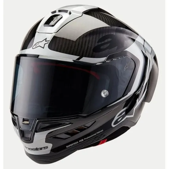 Каска ALPINESTARS Supertech R10 Element Black/Carb/Silver – карбонова FIM каска с два визьора