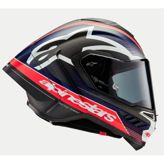 Каска ALPINESTARS Supertech R10 Team Black/Carb/Blue/White – карбонова FIM каска с два визьора