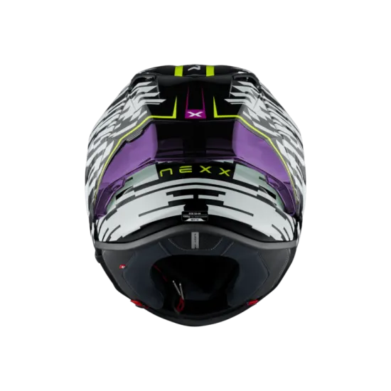 Спортна каска NEXX X.R3R GLITCH RACER WHITE/NEON – бяла каска с неонови акценти, аеродинамичен дизайн и Pinlock визьор