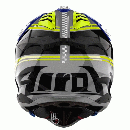 AIROH AVIATOR 3 HIMA BLUE YELLOW – офроуд каска с AMS2 Plus система, хидратация и аеродинамичен дизайн