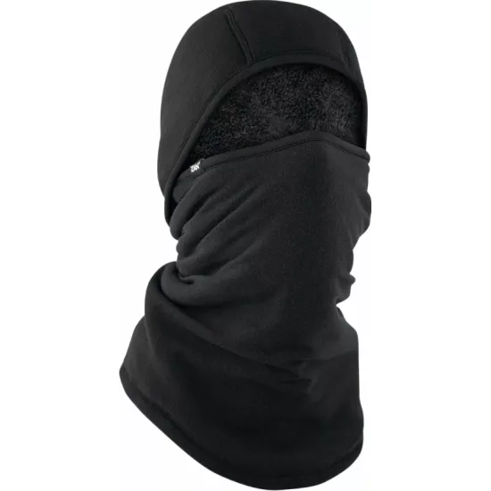 Черно боне ZANheadgear SportFlex покрива цялото лице и врат с флисова подплата отвътре и лого на марката