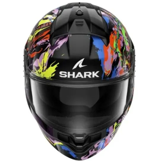 SHARK RIDILL 2 RAGING BEAST Black Violet Yellow – мото каска с интегрирани очила и агресивна графика