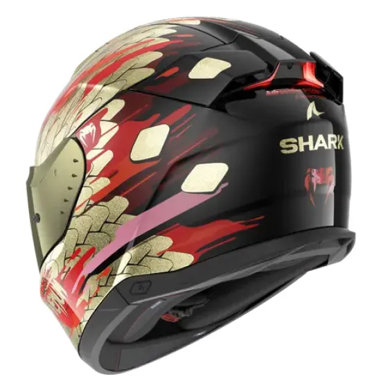 SHARK SKWAL i3 VENUM Black Red Gold – мото каска с LED стопове и Pinlock