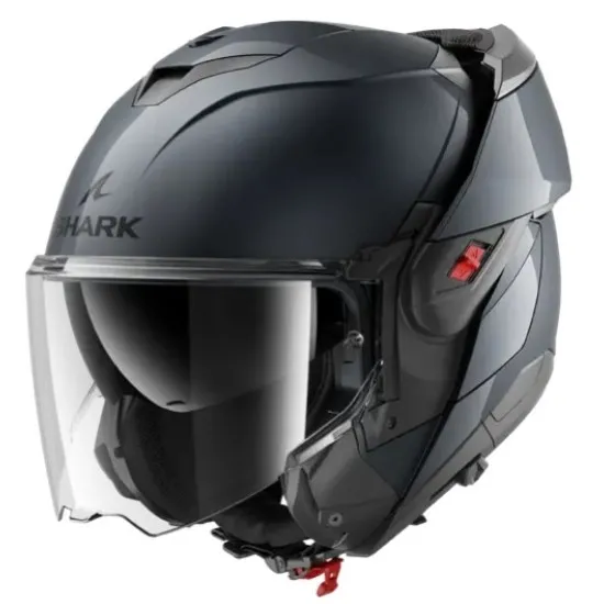 SHARK OXO BLANK Gun Metal – модуларна каска с Flip-back и слънчев визьор