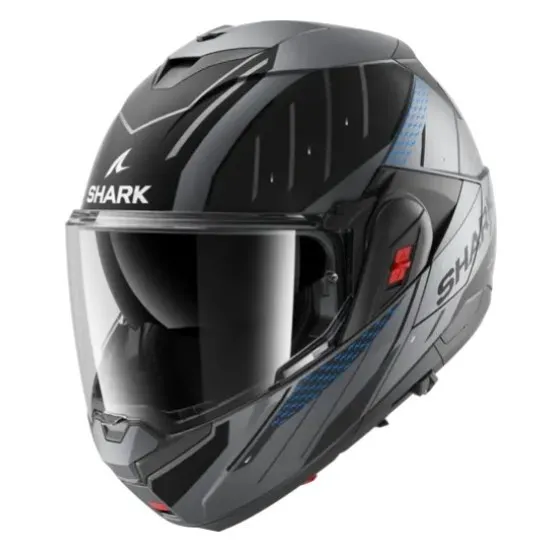 SHARK OXO RYDGER Mat Anthracite Blue Black – модуларна каска с Flip-back, Pinlock и слънчеви очила