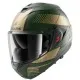 SHARK OXO SIKTER Mat Green Chrome Gold – модуларна каска с Flip-back, Pinlock и слънчеви очила