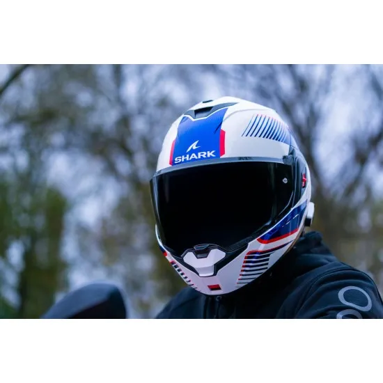Модуларна каска SHARK OXO SIKTER White Chrome Blue – аеродинамичен дизайн и максимална защита