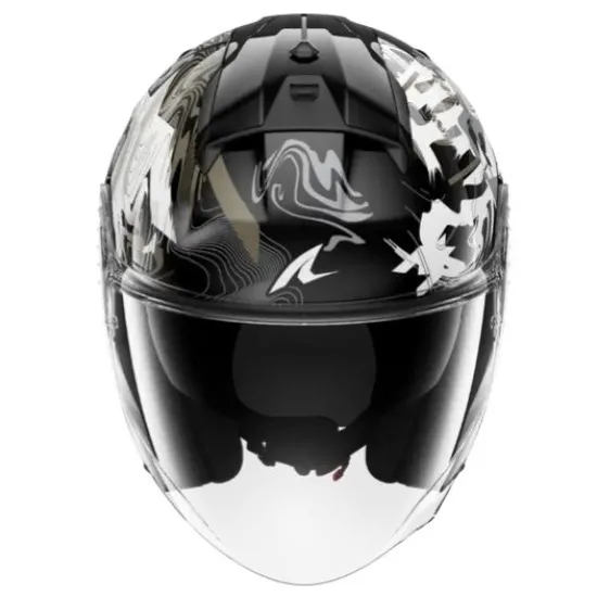 SHARK SKWAL JET PRANZ Black/White/Gold – скутерова каска с визьор и слънчеви очила