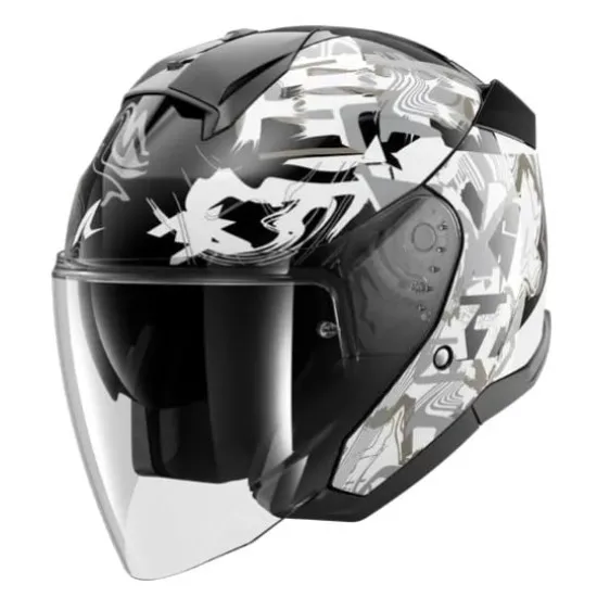 SHARK SKWAL JET PRANZ Black/White/Gold – скутерова каска с визьор и слънчеви очила