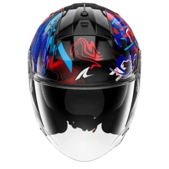 Скутер каска SHARK SKWAL JET PRANZ Mat Black/Blue/Red с UV очила и защита против надраскване