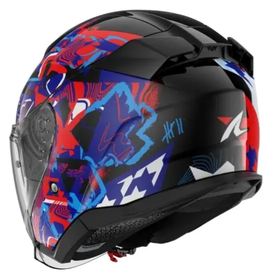 Скутер каска SHARK SKWAL JET PRANZ Mat Black/Blue/Red с UV очила и защита против надраскване