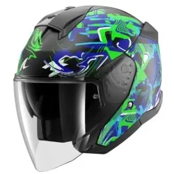 Скутерова каска SHARK SKWAL JET PRANZ Mat Black/Green/Blue