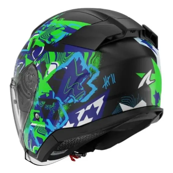 Скутерова каска SHARK SKWAL JET PRANZ Mat Black/Green/Blue с UV защита и модерна визия
