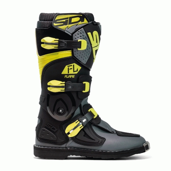 Детски мотокрос ботуши SIDI Flame Grey/Lime – защитни ботуши с TechnoMicro и велур