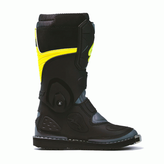 Детски мотокрос ботуши SIDI Flame Grey/Lime – защитни ботуши с TechnoMicro и велур