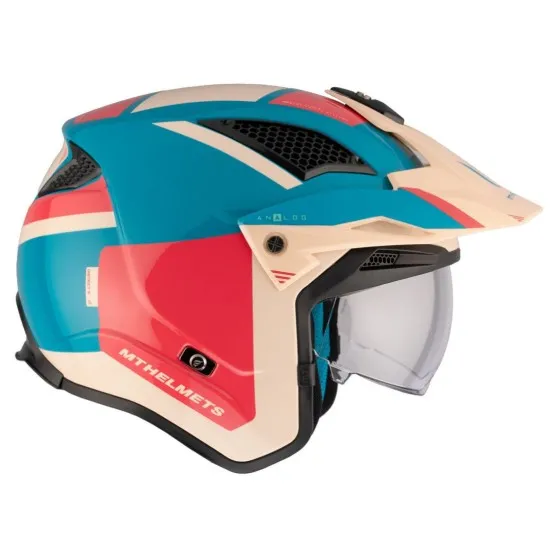 Каска MT DISTRICT SV S ANALOG D7 GLOSS BLUE/BEIJE/ORANGE - Каски за скутер от марка MT