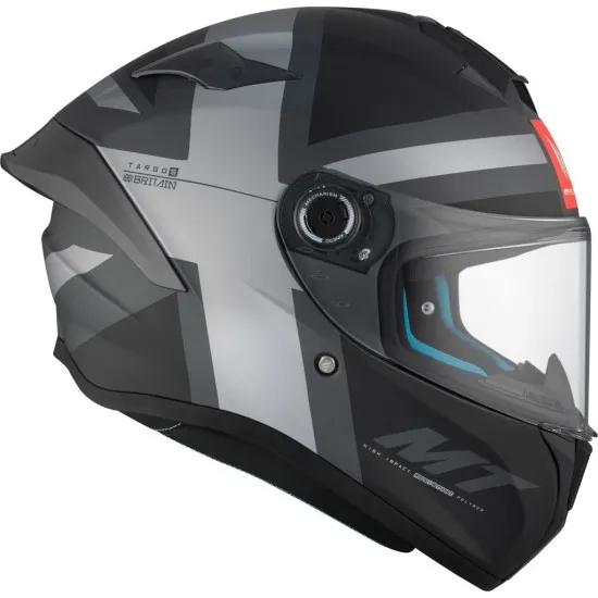Каска MT TARGO S BRITAIN C2 MATT BLACK/GRAY с антискрач визьор и спортен дизайн