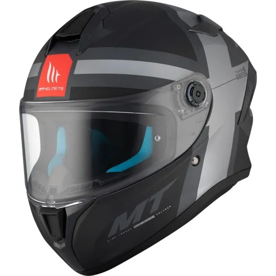 Каска MT TARGO S BRITAIN C2 MATT BLACK/GRAY с антискрач визьор и спортен дизайн