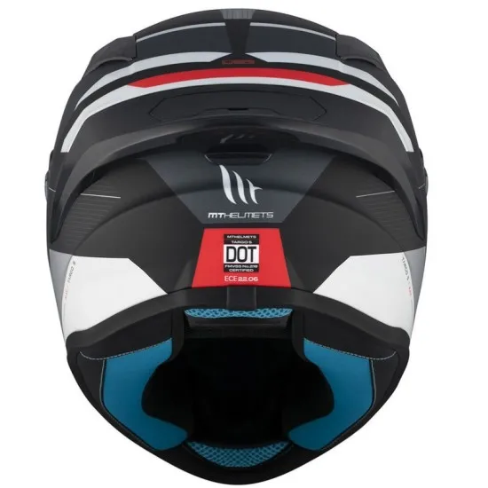 Каска MT TARGO S KAY B2 MATT BLACK/WHITE/RED с антискрач визьор и хипоалергенен интериор