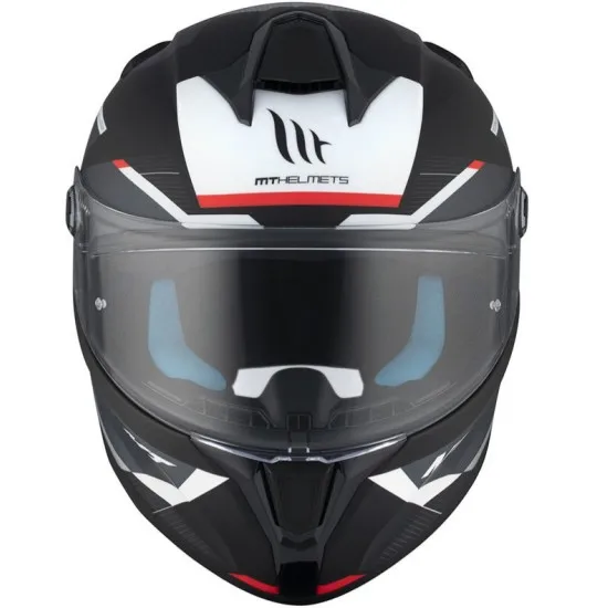 Каска MT TARGO S KAY B2 MATT BLACK/WHITE/RED с антискрач визьор и хипоалергенен интериор