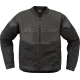 Кожено яке ICON Overlord3™ CE Leather BLACK с D3O® протектори и перфорирани зони