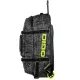 Сив сак с колела OGIO RIG 9800 PRO в дизайн CHAOS с черни презрамки, телескопична дръжка и включени черна раница и чанта за ботуши с ярко зелени логота