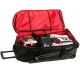 Сив сак с колела OGIO RIG 9800 PRO в дизайн CHAOS с черни презрамки, телескопична дръжка и включени черна раница и чанта за ботуши с ярко зелени логота