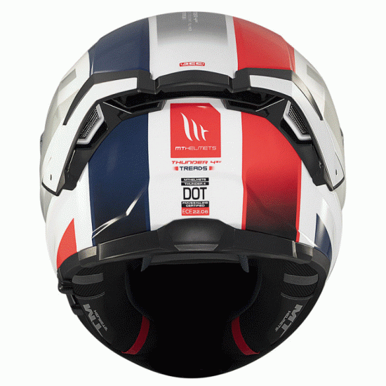 MT THUNDER 4 SV TREADS C7 GLOSS WHITE/BLUE/RED – каска с вградени слънчеви очила и ECE 22.06 сертификат