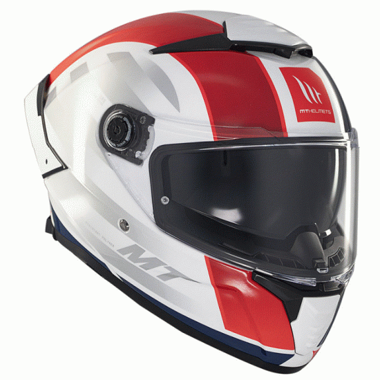 MT THUNDER 4 SV TREADS C7 GLOSS WHITE/BLUE/RED – каска с вградени слънчеви очила и ECE 22.06 сертификат