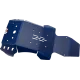 Синя протекторна тава AXP Racing от HDPE материал с множество вентилационни отвори, заоблени форми и крепежни точки за Husqvarna