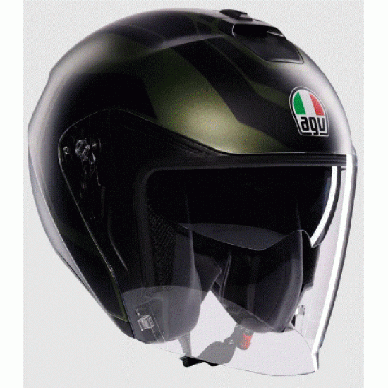 Каска за скутер AGV IRIDES SAKAI MATT GREEN/BLACK с ECE2206 сертификация