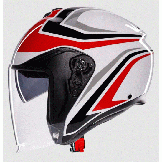Каска за скутер AGV IRIDES TOLOSA BLACK/GREY/RED с ECE2206 сертификация