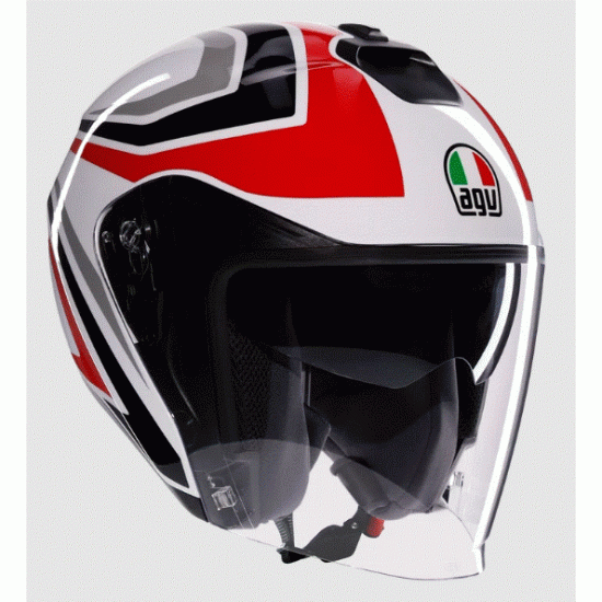 Каска за скутер AGV IRIDES TOLOSA BLACK/GREY/RED с ECE2206 сертификация