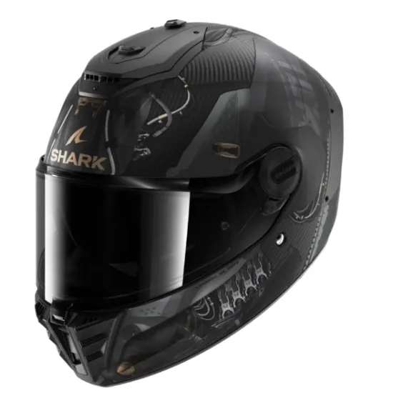 Каска SHARK SPARTAN RS CARBON XBOT BLACK/WHITE/GOLD – карбонова мото каска с визьор Pinlock и Bluetooth съвместимост