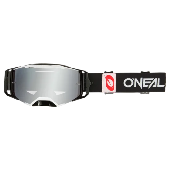 Мотокрос очила O'NEAL B-33 BOLD BLACK/WHITE - SILVER MIRROR с UV защита и предпазител за носа