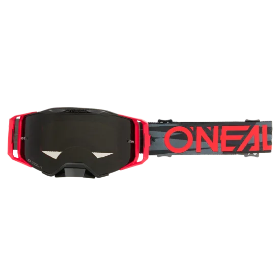 Мотокрос очила O'NEAL B-33 ICTUS BLACK/RED - GRAY с UV защита и покритие против замъгляване