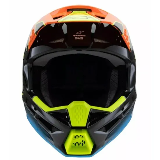 Детска мотокрос каска ALPINESTARS SM3 FRAY BLK/OR/YL - Защита и комфорт за младежи