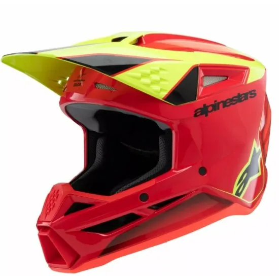 Детска мотокрос каска ALPINESTARS SM3 FRAY RD/YL/BK - Защита и комфорт за младежи