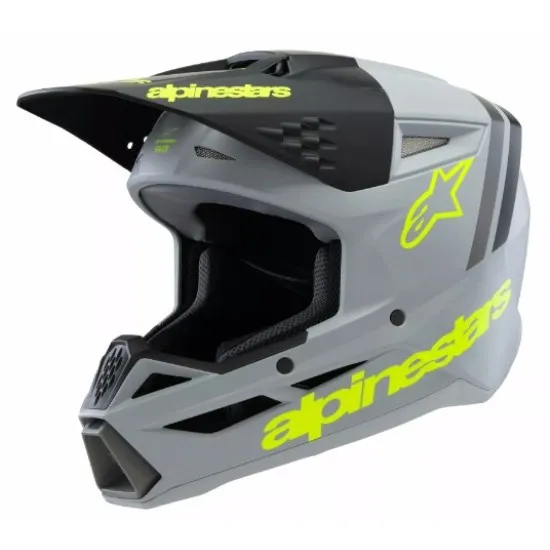 Детска мотокрос каска ALPINESTARS SM3 RADIUM GY/BLK/YL - Защита и комфорт за младежи