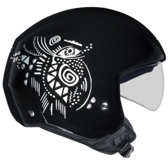 Каска за скутер NEXX Y.10 ARTVILLE BLACK WHITE, Polyfusion shell, вградени слънчеви очила