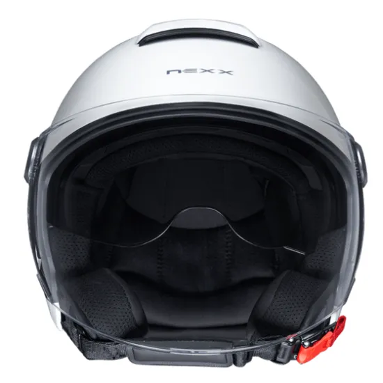 Каска за скутер NEXX Y.10 PLAIN WHITE, Polyfusion shell, вградени слънчеви очила