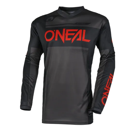 Детска мотокрос блуза O'NEAL ELEMENT RACEWEAR BLACK/GRAY/RED V.25 с дишаща материя и стилни графики